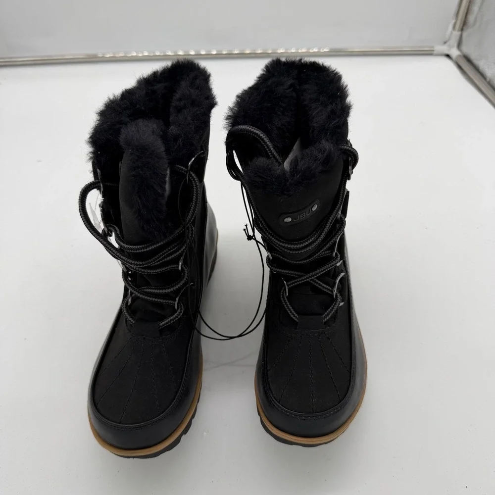JBU Jambu Womens Black Faux Fur Trim Winter Duck Boots 1344491 US 6 New